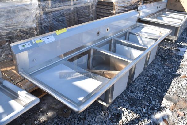 BRAND NEW SCRATCH AND DENT! Regency 600S31620218 Stainless Steel 3 Bay Sink w/ Dual Drain Boards. - Image 2 of 6