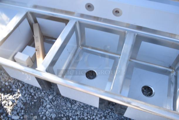 BRAND NEW SCRATCH AND DENT! Regency 600S31620218 Stainless Steel 3 Bay Sink w/ Dual Drain Boards. - Image 4 of 6