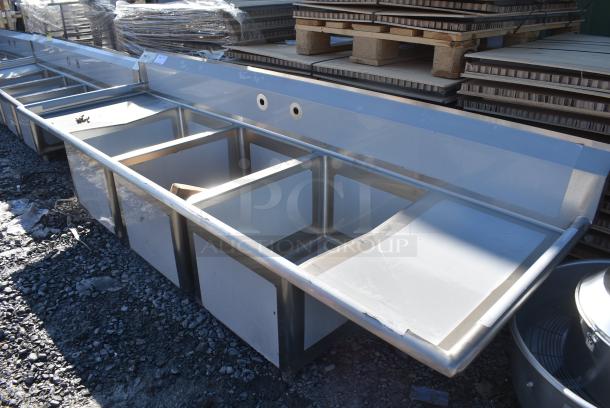 BRAND NEW SCRATCH AND DENT! Regency 600S31824218 Stainless Steel 3 Bay Sink w/ Dual Drain Boards. - Image 3 of 7