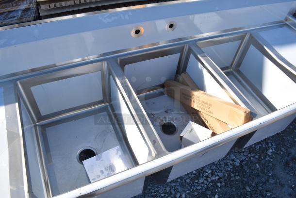 BRAND NEW SCRATCH AND DENT! Regency 600S31824218 Stainless Steel 3 Bay Sink w/ Dual Drain Boards. - Image 4 of 7