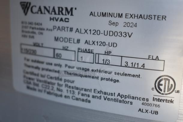 BRAND NEW SCRATCH AND DENT! Canarm ALX120-UD 12 1/4" Variable Speed Capable Upblast Direct Drive Aluminum Exhauster. 115/230 Volts, 1 Phase. - Image 5 of 5