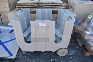 BRAND NEW SCRATCH AND DENT! Gray Poly Dish Cart on Casters.