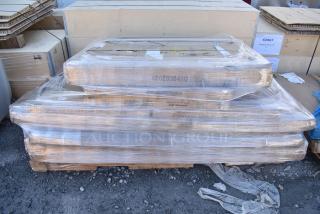 9 BRAND NEW SCRATCH AND DENT! Items Including 600ES3048G Regency 30" x 48" 16-Gauge Stainless Steel Equipment Stand with Galvanized Undershelf, 2 3493030ANTGY Lancaster Table & Seating Industrial 30" x 30" Solid Wood Live Edge Table Top with Slate Gray Finish, 384YCZ1872 Lancaster Table & Seating 18" x 72" Granite White Heavy-Duty Blow Molded Plastic Folding Table, 30x30 Cherry Black Tabletops. May Be Missing Pieces. 9 Times Your Bid!