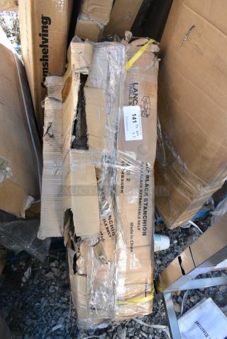 2 BRAND NEW SCRATCH AND DENT!  Box of 2 164RS36BK Lancaster Table & Seating 36" Black Metal Crowd Control / Guidance Stanchion with 78" Retractable Belt. May Be Missing Pieces.