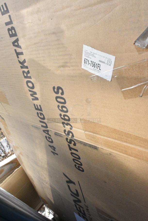 BRAND NEW SCRATCH AND DENT! Regency 600TSS3660S Spec Line 36" x 60" 14 Gauge Stainless Steel Commercial Work Table with Undershelf. May Be Missing Pieces. - Image 3 of 3