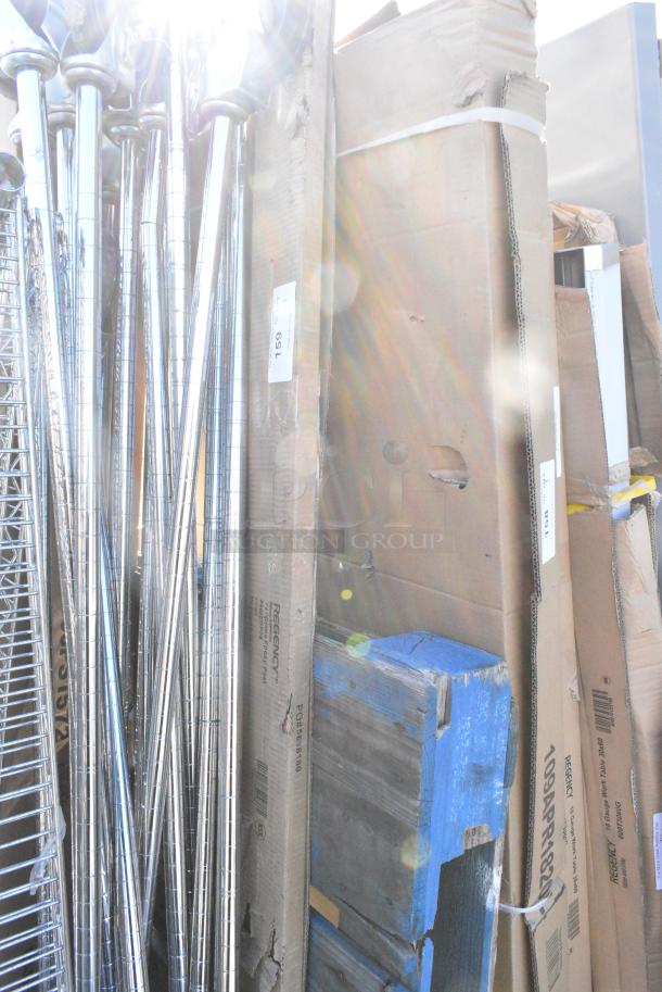 BRAND NEW SCRATCH AND DENT! Box of 4 Regency 460EGP74 74" NSF Green Epoxy Post. May Be Missing Pieces. - Image 1 of 2