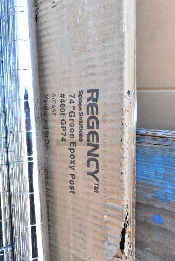 BRAND NEW SCRATCH AND DENT! Box of 4 Regency 460EGP74 74" NSF Green Epoxy Post. May Be Missing Pieces. - Image 2 of 2