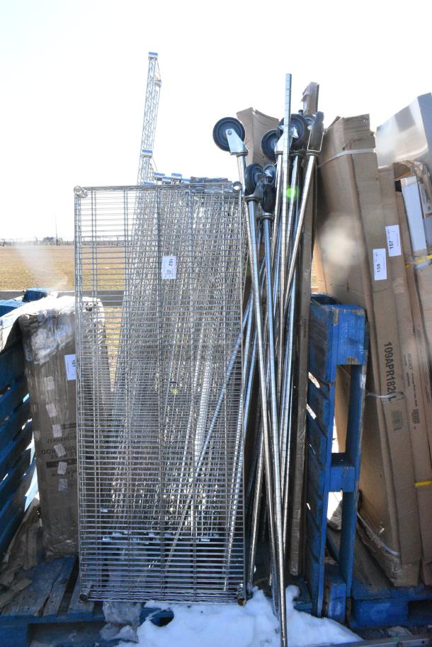 ALL ONE MONEY! Lot of 16 BRAND NEW SCRATCH AND DENT! Items Including Wire Shelves and Poles. - Image 1 of 3