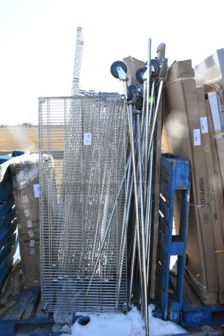 ALL ONE MONEY! Lot of 16 BRAND NEW SCRATCH AND DENT! Items Including Wire Shelves and Poles.