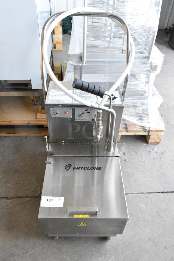 BRAND NEW SCRATCH AND DENT! 2024 Fryclone 259OFM85 85 lb. Low-Profile Portable Fryer Oil Filter Machine with 2-Way Pump on Commercial Casters. 120 Volts, 1 Phase. - Image 1 of 6