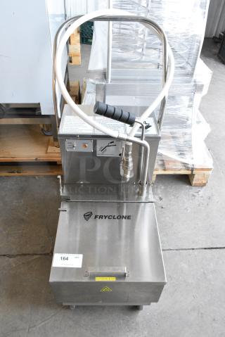 BRAND NEW SCRATCH AND DENT! 2024 Fryclone 259OFM85 85 lb. Low-Profile Portable Fryer Oil Filter Machine with 2-Way Pump on Commercial Casters. 120 Volts, 1 Phase.