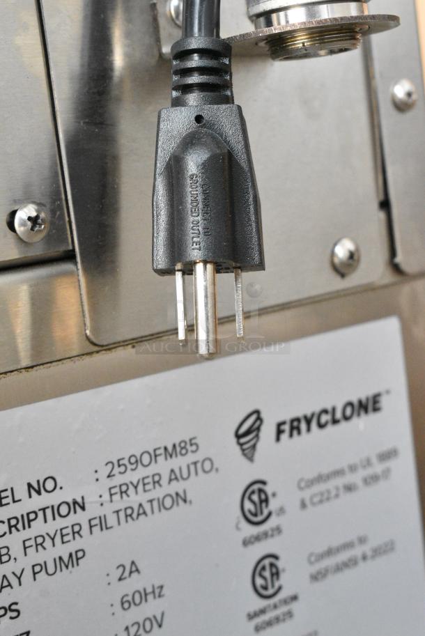 BRAND NEW SCRATCH AND DENT! 2024 Fryclone 259OFM85 85 lb. Low-Profile Portable Fryer Oil Filter Machine with 2-Way Pump on Commercial Casters. 120 Volts, 1 Phase. - Image 5 of 6
