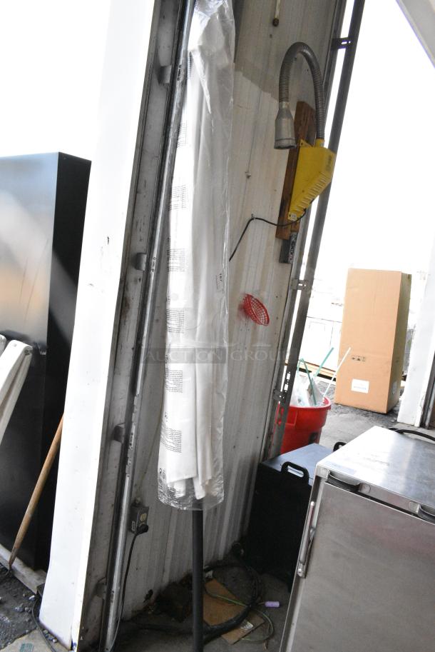 BRAND NEW! White Patio Umbrella. - Image 1 of 3