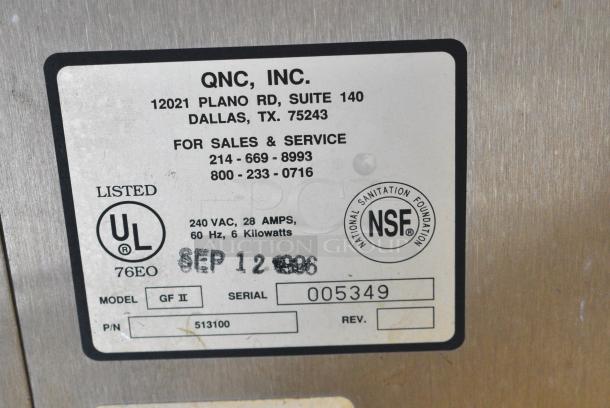 QNC GF II Stainless Steel Commercial Countertop Electric Powered Ventless Greaseless Quik N Crispy Fryer. 240 Volts. - Image 6 of 6