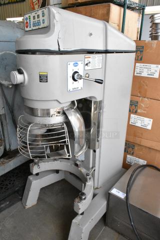 Globe SP62P Metal Commercial Floor Style 60 Quart Planetary Dough Mixer w/ Bowl Guard. 220 Volts, 1 Phase.