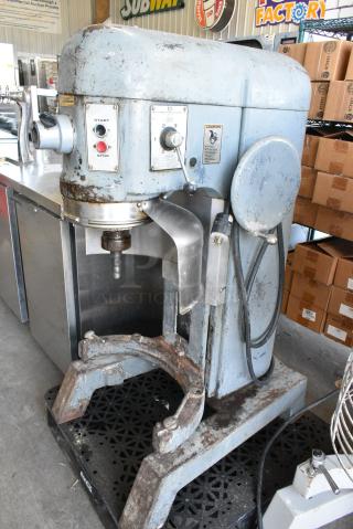 Hobart H-600 Metal Commercial Floor Style 60 Quart Planetary Dough Mixer w/ Bowl Guard. 115/250 Volts, 1/3 Phase.