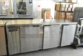 Continental KC90-SS Stainless Steel Commercial Direct Draw Kegerator w/ Single 3 Tap Beer Tower. 115 Volts, 1 Phase. Tested and Working!