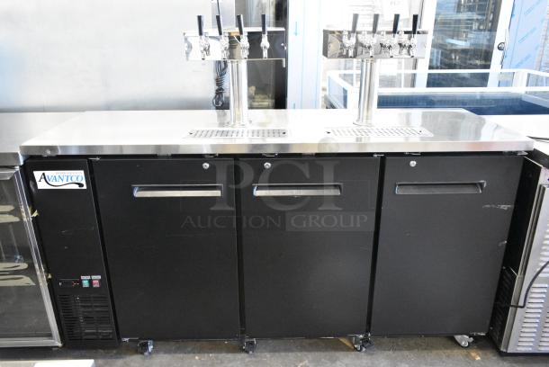 2023 Avantco 178UDD72HC Stainless Steel Commercial Direct Draw Kegerator w/ Two 4 Tap Beer Tower on Commercial Casters. 115 Volts, 1 Phase. Tested and Working! - Image 1 of 12