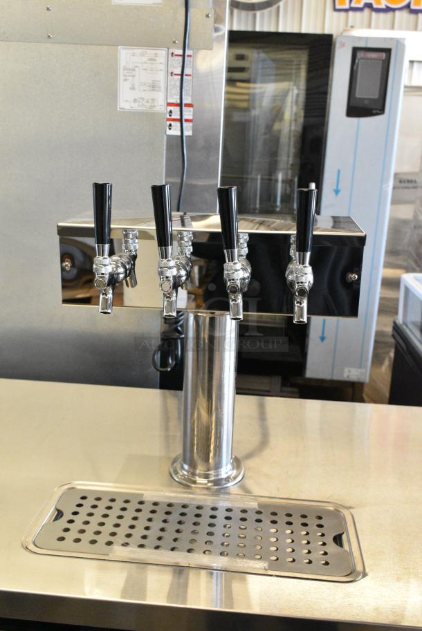 2023 Avantco 178UDD72HC Stainless Steel Commercial Direct Draw Kegerator w/ Two 4 Tap Beer Tower on Commercial Casters. 115 Volts, 1 Phase. Tested and Working! - Image 9 of 12
