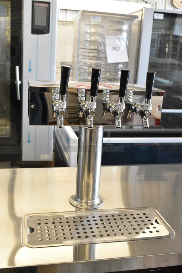 2023 Avantco 178UDD72HC Stainless Steel Commercial Direct Draw Kegerator w/ Two 4 Tap Beer Tower on Commercial Casters. 115 Volts, 1 Phase. Tested and Working! - Image 10 of 12
