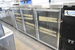Continental BBC79-58-GD Stainless Steel Commercial 3 Door Back Bar Cooler Merchandiser. 115 Volts, 1 Phase. Tested and Working!