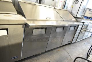 True TSSU-72-30M-B-ST Stainless Steel Commercial Sandwich Salad Prep Table Bain Marie Mega Top on Commercial Casters. 115 Volts, 1 Phase. Tested and Working!