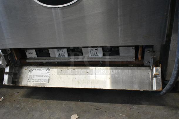 Royal Stainless Steel Commercial Electric Powered 4 Burner Hot Plate Range w/ Oven, Over Shelf and Back Splash. 208 Volts, 3 Phase. - Image 6 of 7