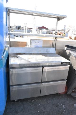 Continental SWF48-BS Stainless Steel Commercial Work Top Cooler w/ 4 Drawers and 2 Tier Over Shelf.