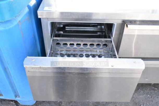 Continental SWF48-BS Stainless Steel Commercial Work Top Cooler w/ 4 Drawers and 2 Tier Over Shelf. - Image 4 of 9