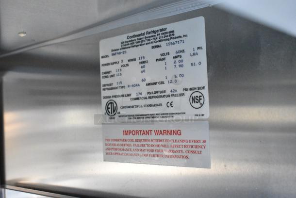 Continental SWF48-BS Stainless Steel Commercial Work Top Cooler w/ 4 Drawers and 2 Tier Over Shelf. - Image 9 of 9