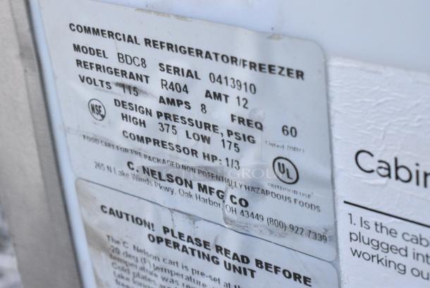 C. Nelson BDC8 Stainless Steel Commercial Chest Freezer w/ Center Hinge Lid on Commercial Casters. 115 Volts, 1 Phase. - Image 8 of 8