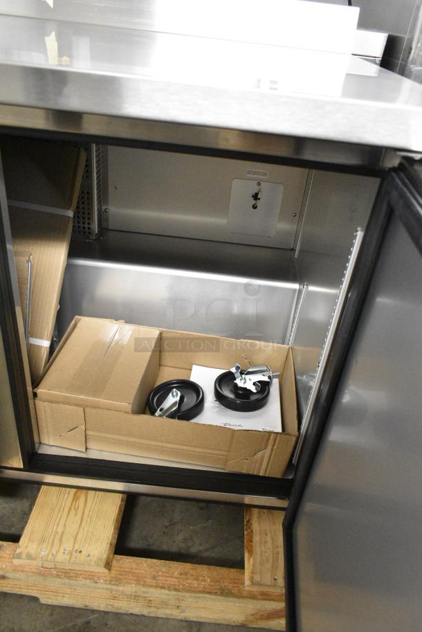 BRAND NEW SCRATCH AND DENT! 2024 True TWT-72-HC Stainless Steel Commercial 3 Door Work Top Cooler. 115 Volts, 1 Phase. Tested and Working! - Image 7 of 9
