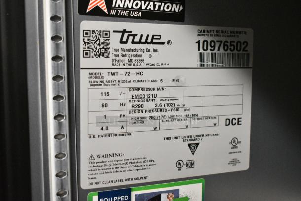 BRAND NEW SCRATCH AND DENT! 2024 True TWT-72-HC Stainless Steel Commercial 3 Door Work Top Cooler. 115 Volts, 1 Phase. Tested and Working! - Image 9 of 9