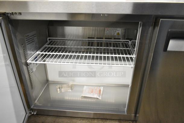 BRAND NEW SCRATCH AND DENT! 2024 Avantco 178AWT60RHC Stainless Steel Commercial 2 Door Work Top Cooler. 115 Volts, 1 Phase. Tested and Working! - Image 3 of 5