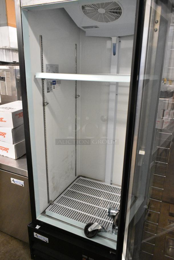 BRAND NEW SCRATCH AND DENT! 2024 Avantco 178GDC23HCB Metal Commercial Single Door Reach In Cooler Merchandiser w/ Poly Coated Racks and Commercial Casters. 115 Volts, 1 Phase. Tested and Powers On But Does Not Get Cold - Image 4 of 6