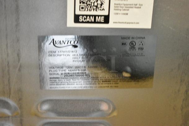 BRAND NEW SCRATCH AND DENT! 2024 Avantco 177HTIS1812 HTIS-1812 Undercounter Half Size Insulated Heated Holding Cabinet with Solid Door. 120 Volts, 1 Phase. Tested and Working! - Image 7 of 7