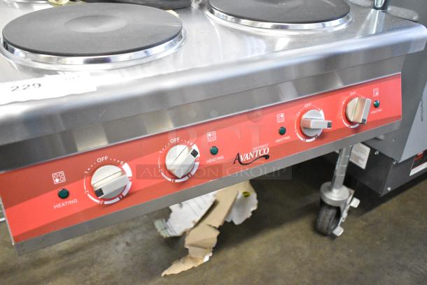 BRAND NEW SCRATCH AND DENT! Avantco 177CER400 Stainless Steel Commercial Countertop Electric Powered French Top 4 Burner Range. 240 Volts, 1 Phase. - Image 3 of 6