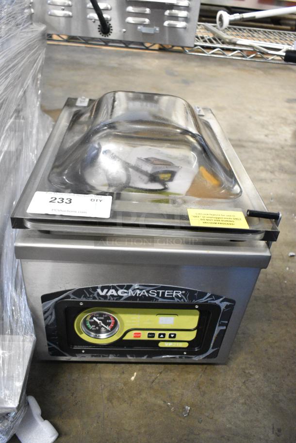 BRAND NEW SCRATCH AND DENT! Vacmaster VP215 Stainless Steel Commercial Countertop Chamber Vacuum Packaging Machine with 10 1/4" Seal Bar. 120 Volts, 1 Phase. Tested and Working! - Image 1 of 5
