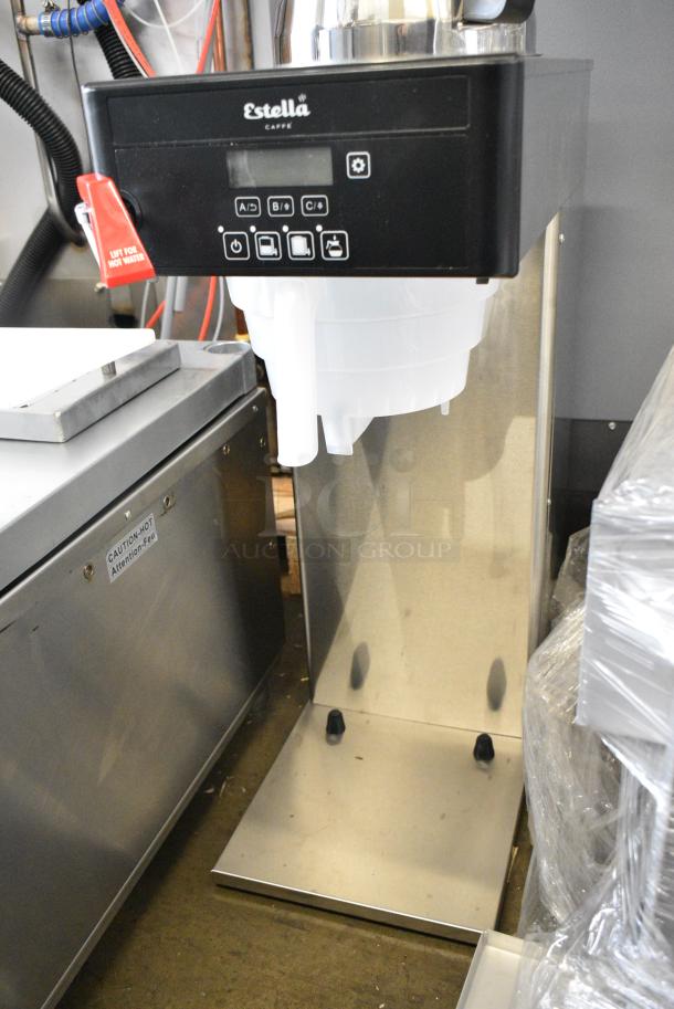 BRAND NEW SCRATCH AND DENT! Estella AIS0DAF 236ECSB1 Stainless Steel Commercial Countertop Coffee Machine w/ Hot Water Dispenser, Metal Brew Basket and Poly Brew Basket. 120 Volts, 1 Phase. - Image 5 of 9