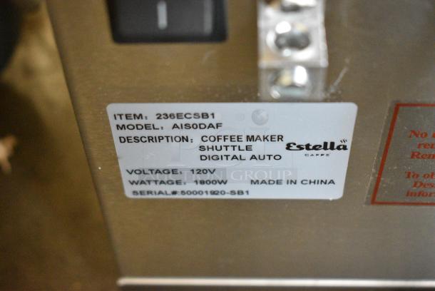 BRAND NEW SCRATCH AND DENT! Estella AIS0DAF 236ECSB1 Stainless Steel Commercial Countertop Coffee Machine w/ Hot Water Dispenser, Metal Brew Basket and Poly Brew Basket. 120 Volts, 1 Phase. - Image 9 of 9