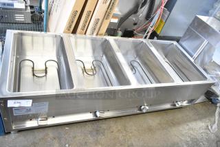 BRAND NEW SCRATCH AND DENT! 2023 ServIt 423EST4WO500 Stainless Steel Commercial Electric Powered 4 Bay Steam Table. 120 Volts, 1 Phase. Tested and Working!