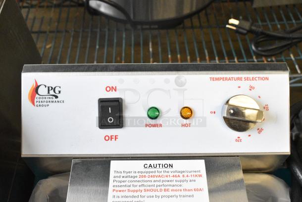BRAND NEW SCRATCH AND DENT! 2024 Cooking Performance Group CPG 351EF302 Stainless Steel 30 lb. Dual Tank Heavy-Duty Electric Countertop Fryer w/ 2 Metal Fry Baskets. 208/240 Volts, 1 Phase. - Image 3 of 8