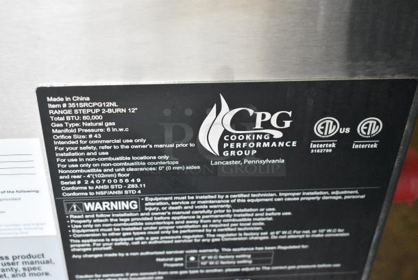 BRAND NEW SCRATCH AND DENT! 2024 Cooking Performance Group CPG 351SRCPG12NL Stainless Steel 12" Step-Up Countertop Range / Hot Plate with 2 High Output Burners. 60,000 BTU. - Image 5 of 5