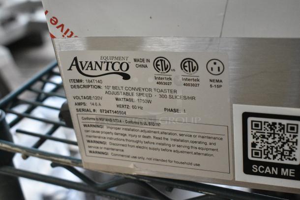BRAND NEW SCRATCH AND DENT! 2024 Avantco 184T140 Stainless Steel Commercial 10" Wide Conveyor Toaster with 3" Opening. 120 Volts, 1 Phase. Tested and Working! - Image 7 of 7