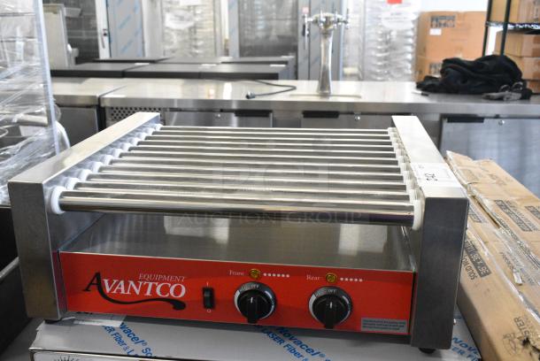 BRAND NEW SCRATCH AND DENT! 2024 Avantco 177RG1830 Stainless Steel Commercial 30 Hot Dog Roller Grill with 11 Rollers. 120 Volts, 1 Phase. Tested and Working! - Image 1 of 10