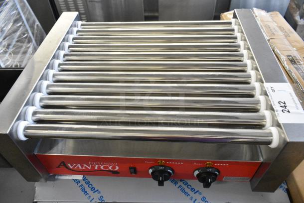 BRAND NEW SCRATCH AND DENT! 2024 Avantco 177RG1830 Stainless Steel Commercial 30 Hot Dog Roller Grill with 11 Rollers. 120 Volts, 1 Phase. Tested and Working! - Image 8 of 10