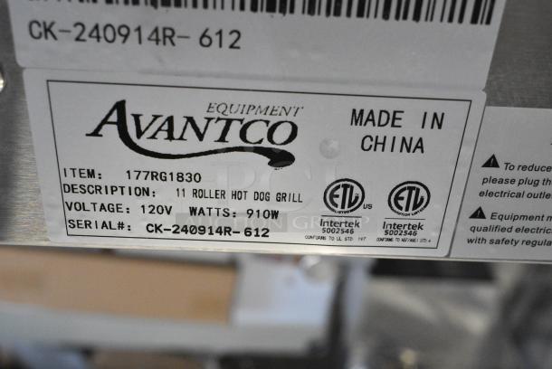 BRAND NEW SCRATCH AND DENT! 2024 Avantco 177RG1830 Stainless Steel Commercial 30 Hot Dog Roller Grill with 11 Rollers. 120 Volts, 1 Phase. Tested and Working! - Image 10 of 10