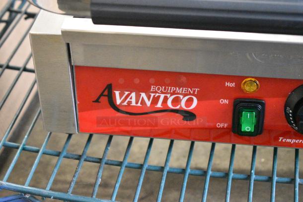 BRAND NEW SCRATCH AND DENT! 2024 Avantco 177PG200ST Stainless Steel Commercial Panini Sandwich Grill with Timer, Smooth Plates, and 13 3/8" x 8 3/4" Cooking Surface. 120 Volts, 1 Phase. Tested and Working! - Image 2 of 8