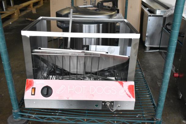 BRAND NEW SCRATCH AND DENT! Avantco 177HDS100 Stainless Steel 100 Dog / 48 Bun Hot Dog Steamer / Merchandiser. 120 Volts, 1 Phase. Tested and Powers On But Does Not Get Warm - Image 1 of 9