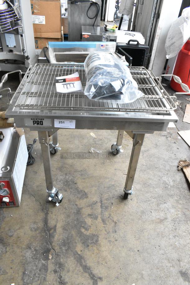 BRAND NEW SCRATCH AND DENT! Backyard Pro Stainless Steel Portable Charbroiler Grill on Commercial Casters. - Image 1 of 7